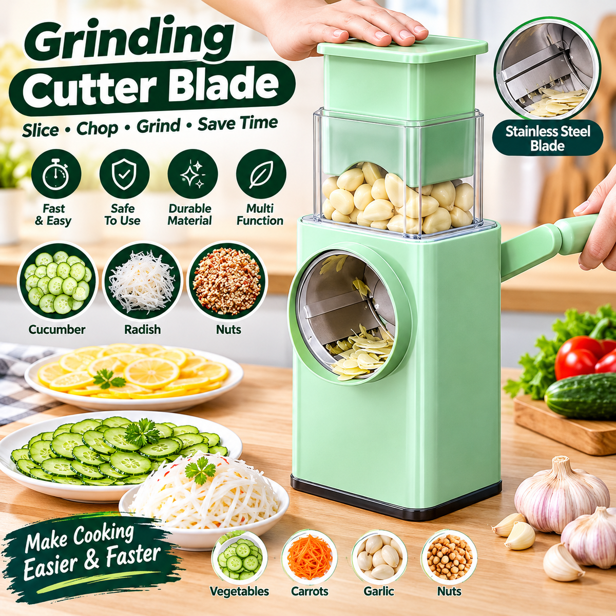 3 In 1 Manual Vegetable Slicer Potato Chopper