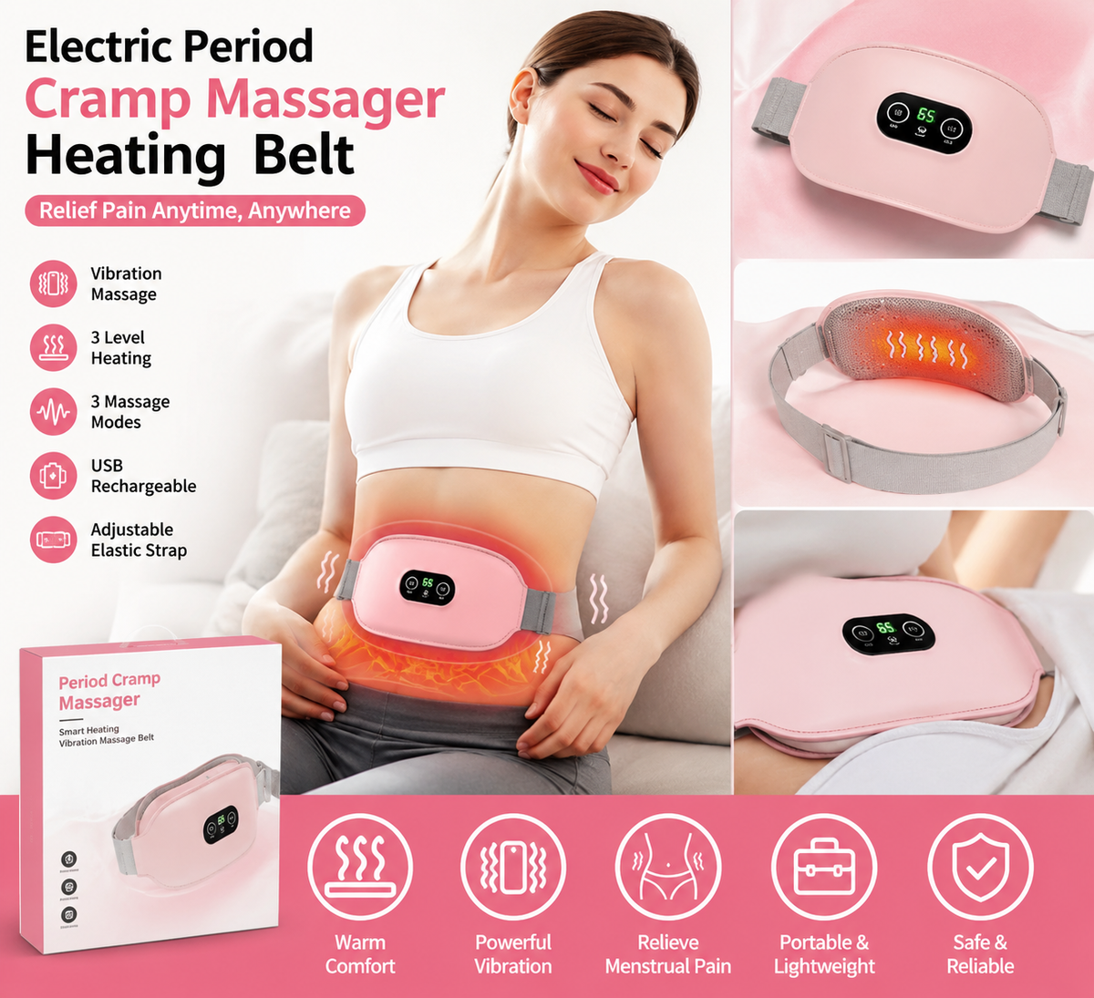 Electric Period Cramp Massager Vibrator