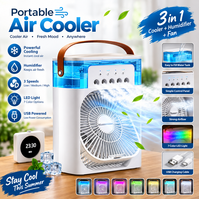 Portable Air Conditioner Fan Usb Electric Fan With Led Night Light