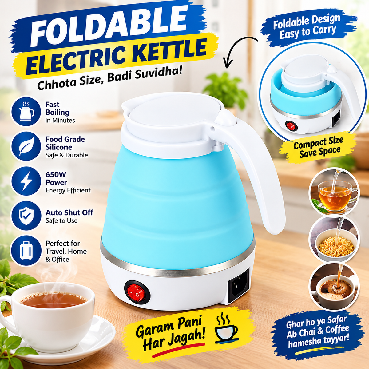 Foldable Kettle Coffee Pot Tea Kettle 1L