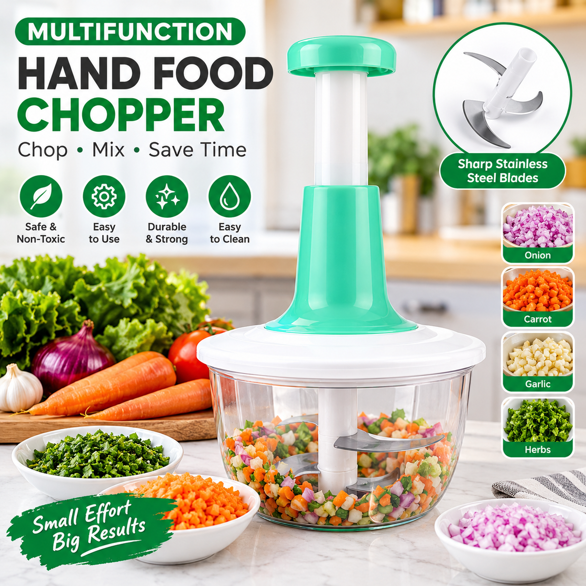 Manual Hand Push Chopper/ multifunctional Hand Pat Chopper And Mixer/press Cutter Vegetable Meat Grinder 1.5 Liter